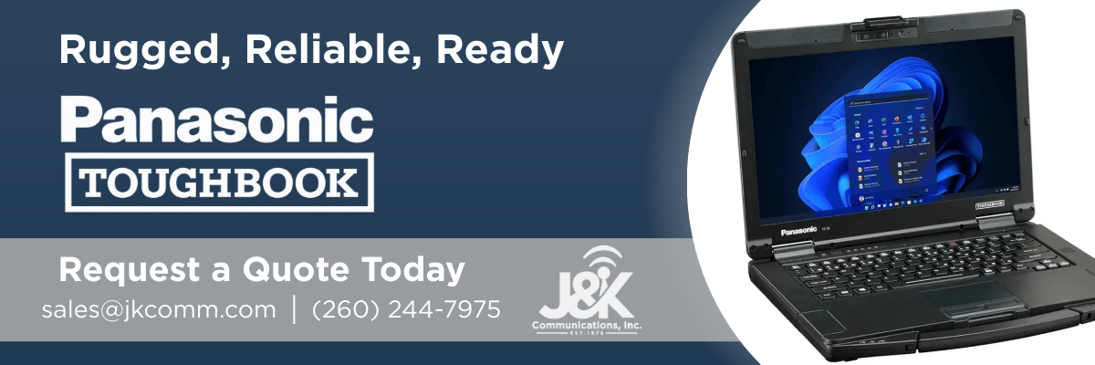 Panasonic Toughbook rugged laptop available from J&K Communications Indiana.